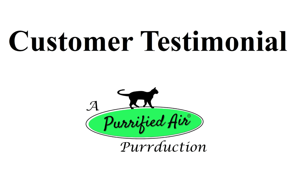 New video of customer testimonal of her Purrified Air litter box air filter.
